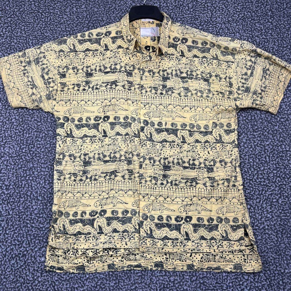 Casual Short-Sleeve Button-Down Shirt - Yellow Print